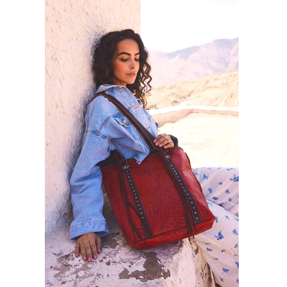 RED Federation Supple Leather tote Shoulder Bag Handbag